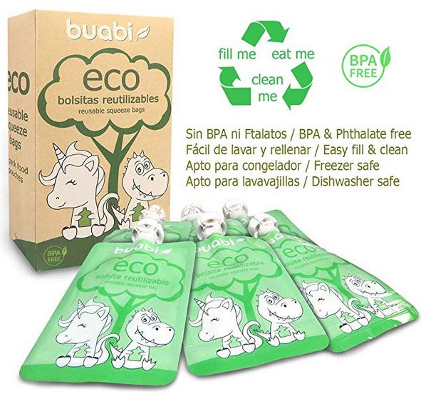 Bolsas de comida reutilizables para bebé, bolsas exprimidas de
